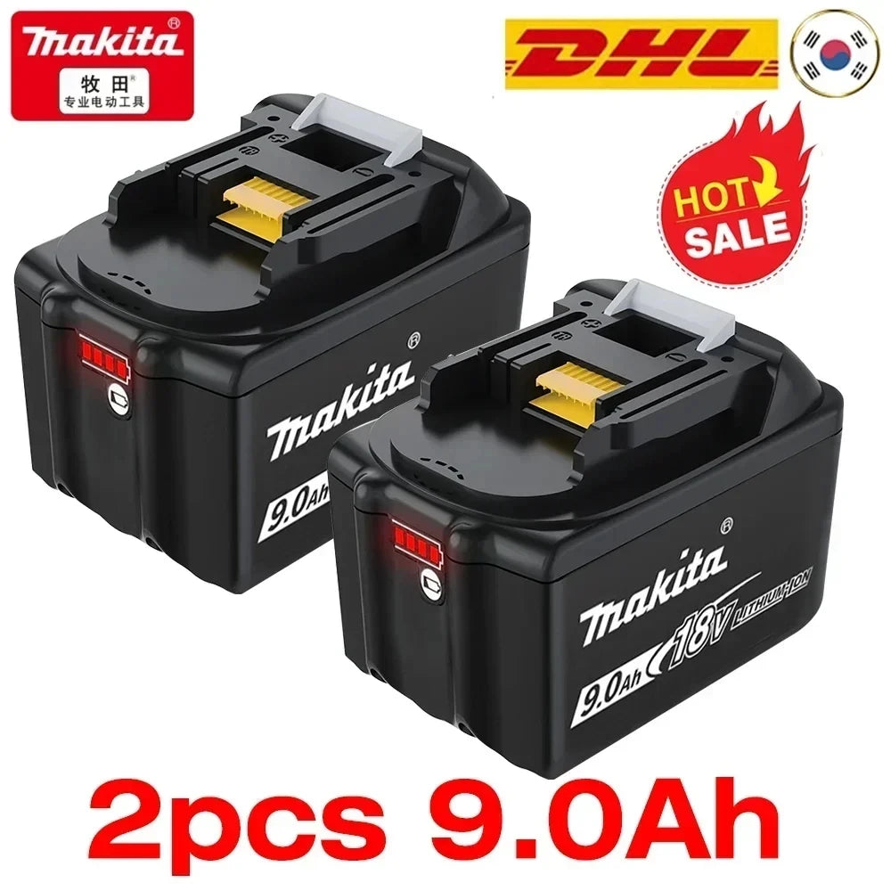 Batería de reemplazo de litio 100% original Makita 9Ah6Ah/5Ah para herramienta Makita 18V + cargador + taladro eléctrico
