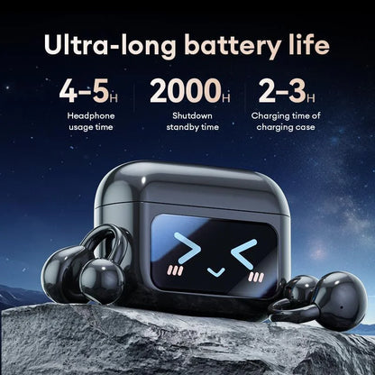 Kabellose Ohrclip-Ohrhörer mit Touchscreen, 144 Sprachen, KI-Echtzeitübersetzung, intelligente Bluetooth-5.4-Earbuds