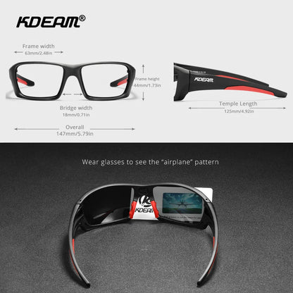 Gafas deportivas KDEAM de alta gama, gafas de sol polarizadas TR90 para hombre, para senderismo y pesca, con estuche con cremallera