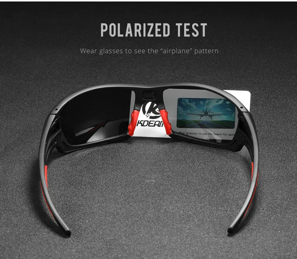 Gafas deportivas KDEAM de alta gama, gafas de sol polarizadas TR90 para hombre, para senderismo y pesca, con estuche con cremallera