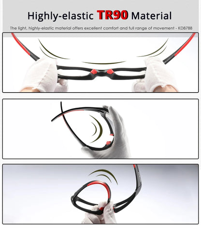 Gafas deportivas KDEAM de alta gama, gafas de sol polarizadas TR90 para hombre, para senderismo y pesca, con estuche con cremallera