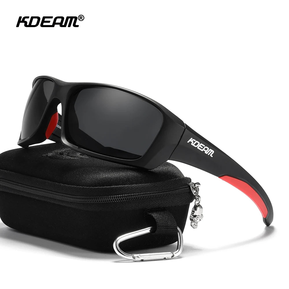 Gafas deportivas KDEAM de alta gama, gafas de sol polarizadas TR90 para hombre, para senderismo y pesca, con estuche con cremallera