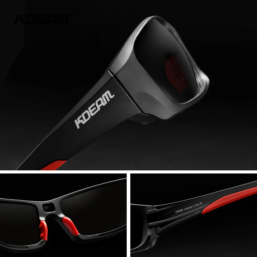 Gafas deportivas KDEAM de alta gama, gafas de sol polarizadas TR90 para hombre, para senderismo y pesca, con estuche con cremallera