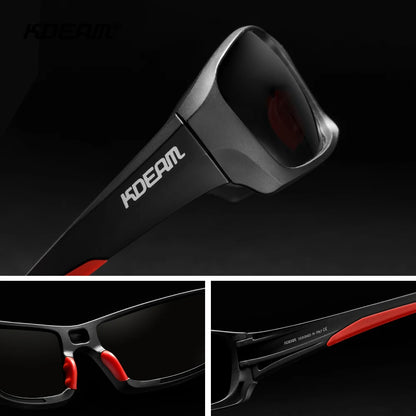 Gafas deportivas KDEAM de alta gama, gafas de sol polarizadas TR90 para hombre, para senderismo y pesca, con estuche con cremallera