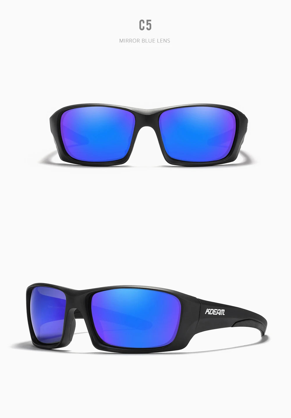 Gafas deportivas KDEAM de alta gama, gafas de sol polarizadas TR90 para hombre, para senderismo y pesca, con estuche con cremallera