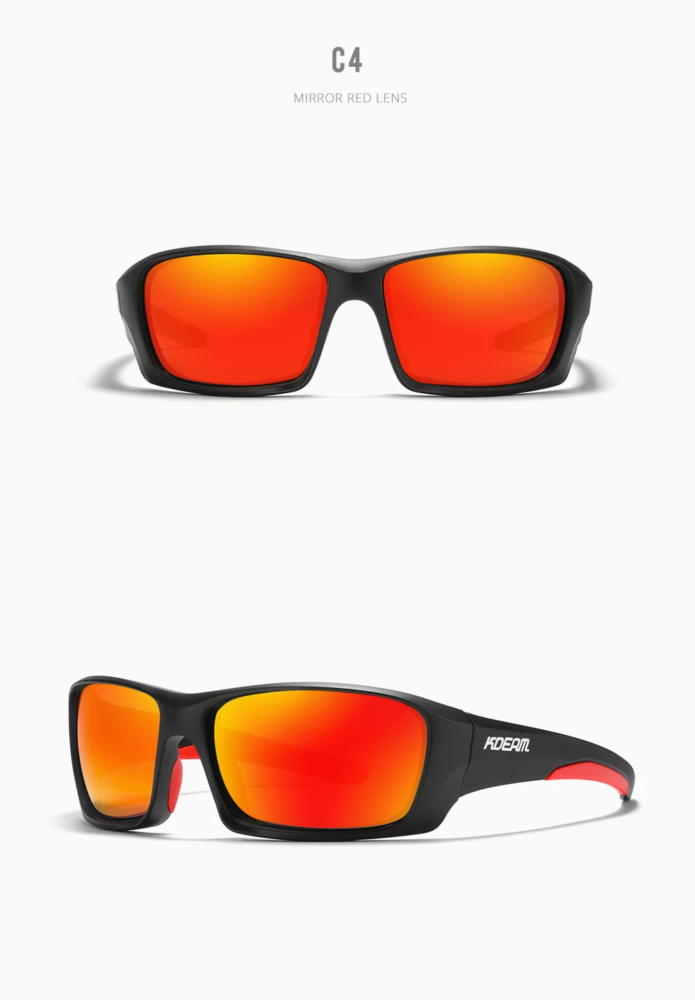 Gafas deportivas KDEAM de alta gama, gafas de sol polarizadas TR90 para hombre, para senderismo y pesca, con estuche con cremallera