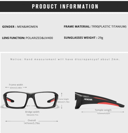 Gafas deportivas KDEAM de alta gama, gafas de sol polarizadas TR90 para hombre, para senderismo y pesca, con estuche con cremallera