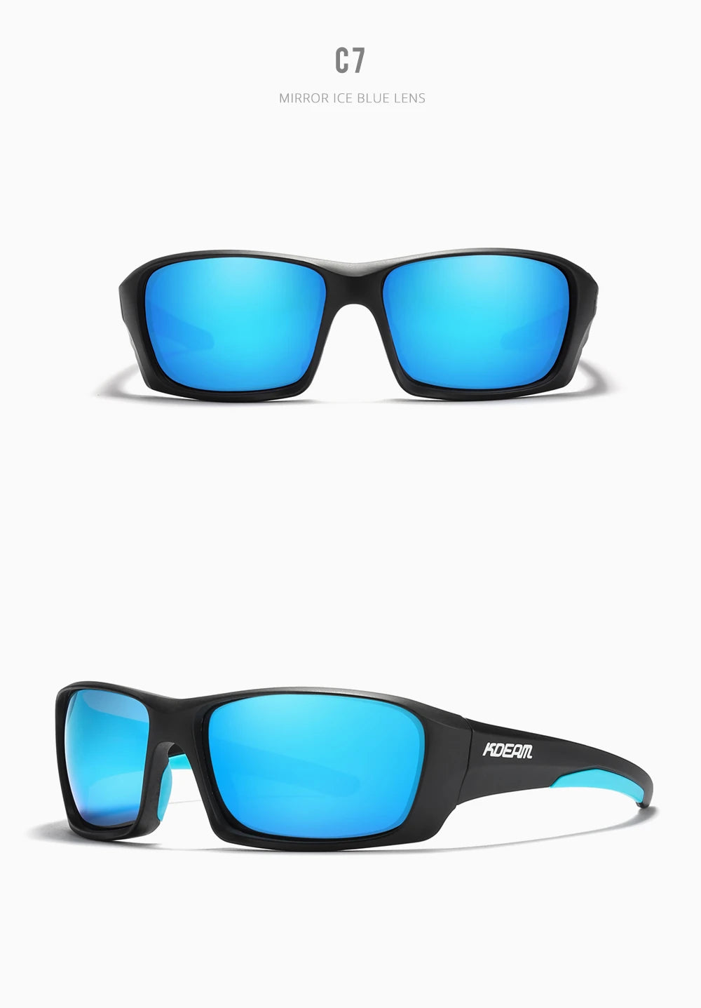 Gafas deportivas KDEAM de alta gama, gafas de sol polarizadas TR90 para hombre, para senderismo y pesca, con estuche con cremallera
