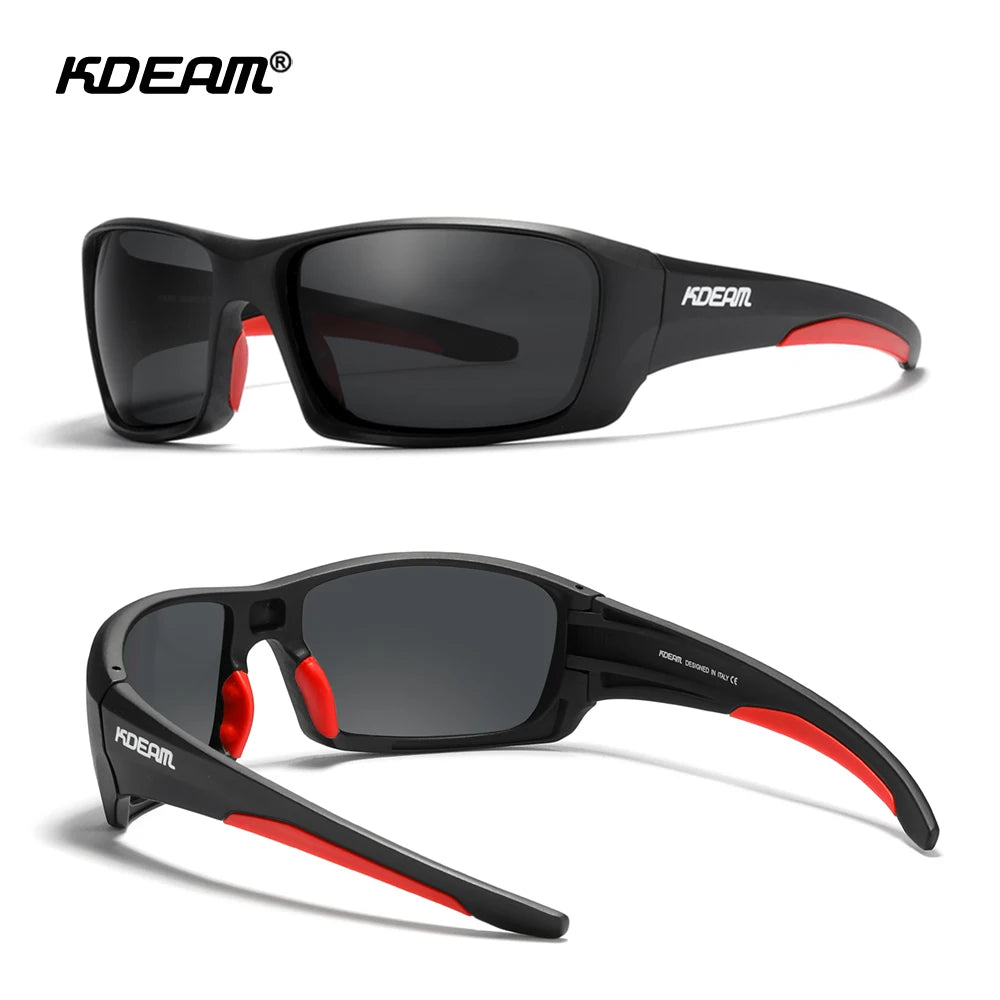 Gafas deportivas KDEAM de alta gama, gafas de sol polarizadas TR90 para hombre, para senderismo y pesca, con estuche con cremallera