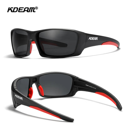 Gafas deportivas KDEAM de alta gama, gafas de sol polarizadas TR90 para hombre, para senderismo y pesca, con estuche con cremallera