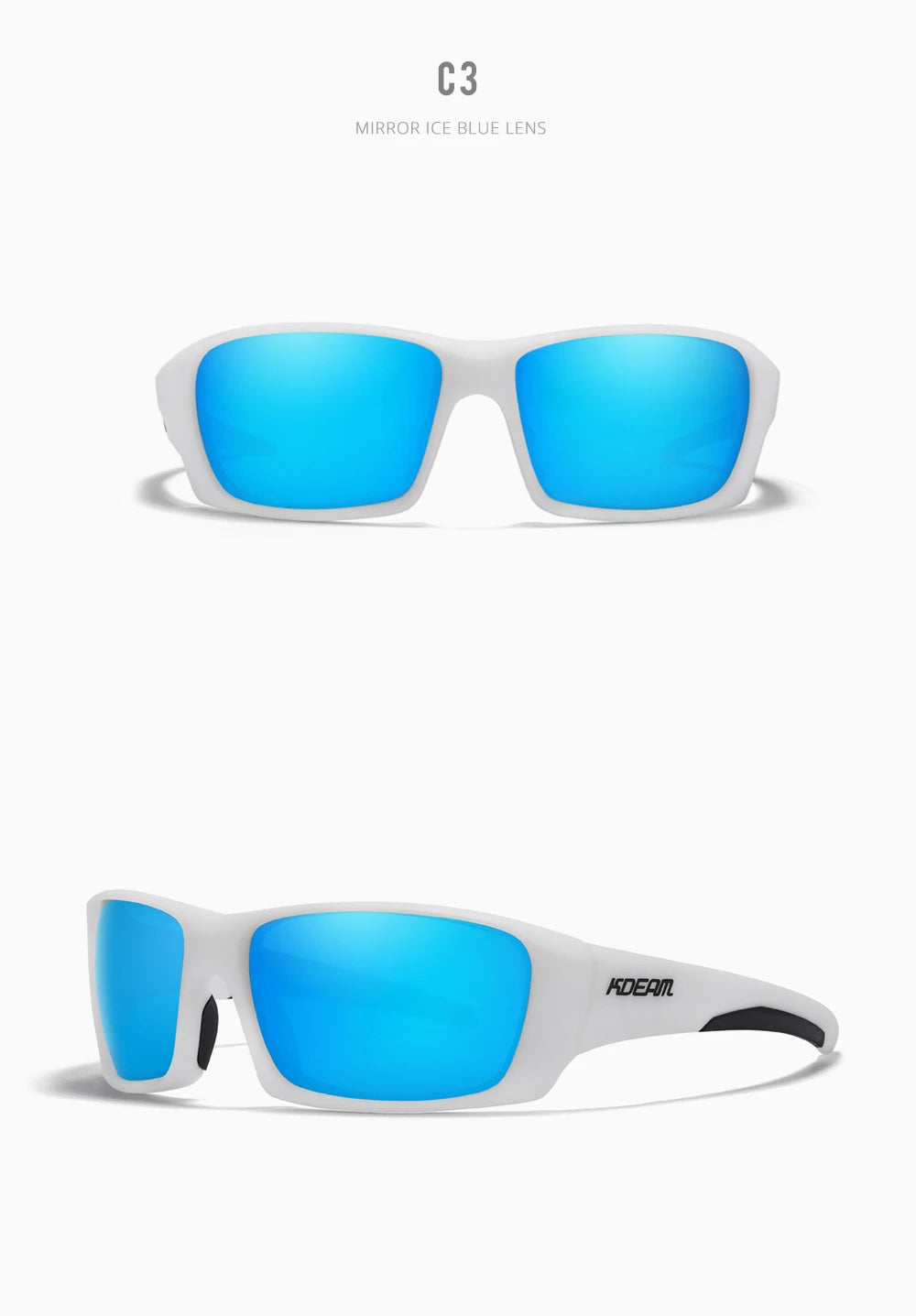 Gafas deportivas KDEAM de alta gama, gafas de sol polarizadas TR90 para hombre, para senderismo y pesca, con estuche con cremallera