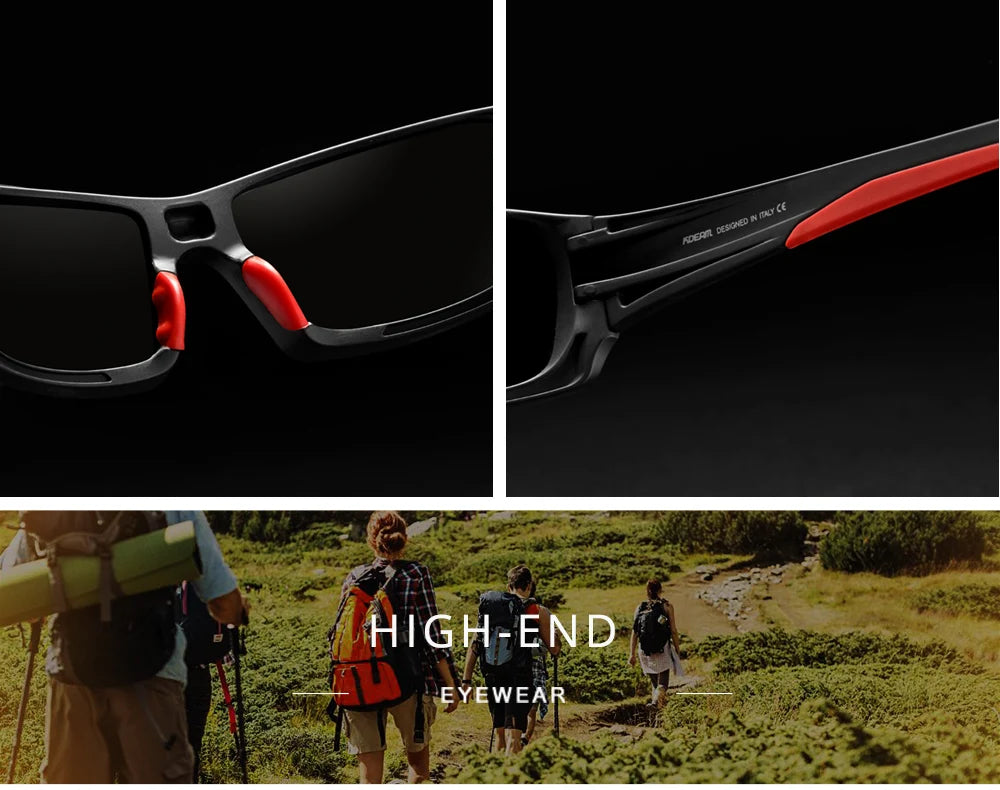 Gafas deportivas KDEAM de alta gama, gafas de sol polarizadas TR90 para hombre, para senderismo y pesca, con estuche con cremallera