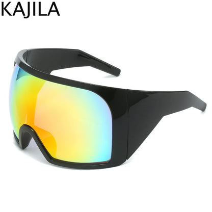 Gafas de sol punk oversize con escudo para mujer y hombre, montura grande 2025, marca de lujo, gafas de sol steampunk para damas, gafas deportivas UV400