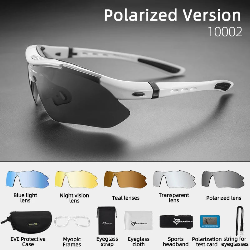 Gafas de ciclismo polarizadas ROCKBROS para hombre, gafas deportivas para carretera, MTB, bicicleta de montaña, protección ocular, 5 lentes
