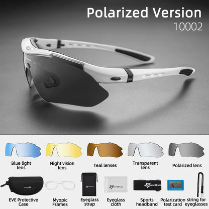 Gafas de ciclismo polarizadas ROCKBROS para hombre, gafas deportivas para carretera, MTB, bicicleta de montaña, protección ocular, 5 lentes