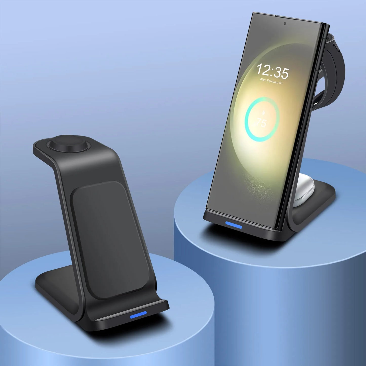 Trådlös laddningsstation för Samsung-laddare 3 i 1 för Galaxy S24/S23 Ultra/S22/Note 20, Galaxy Watch 7/6/5/Pro/4, Buds 2 Pro