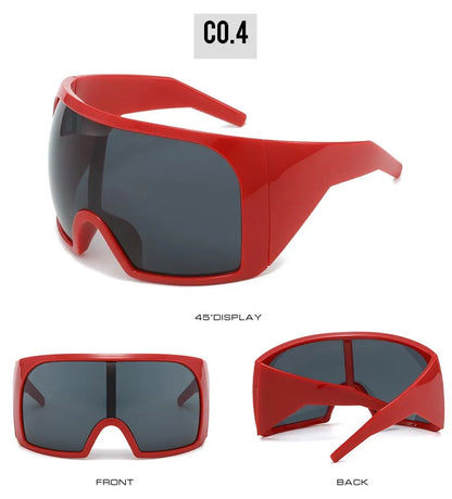 Gafas de sol punk oversize con escudo para mujer y hombre, montura grande 2025, marca de lujo, gafas de sol steampunk para damas, gafas deportivas UV400