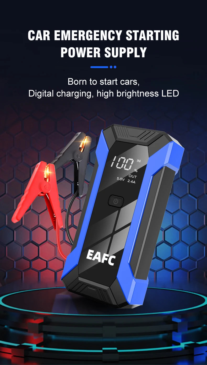 EAFC Auto Starthilfe Powerbank Spitzenstrom 1200A/2000A tragbarer Booster Notfall Batterieladegerät 12V Startgerät