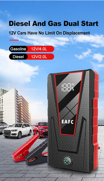 EAFC 12V Auto Starthilfe Powerbank – Tragbarer Jump Starter & Batterie-Booster mit LED-Licht