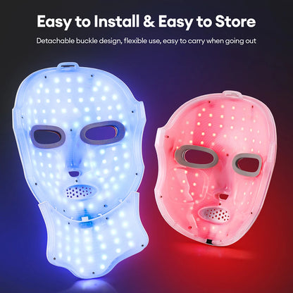 Máscara facial y de cuello LED de 7 colores recargable, máquina de belleza con luz fotónica LED, herramienta para lifting facial y cuidado de la piel