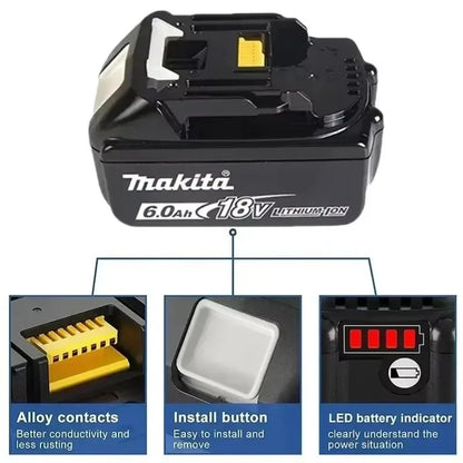 Batería de reemplazo de litio 100% original Makita 9Ah6Ah/5Ah para herramienta Makita 18V + cargador + taladro eléctrico