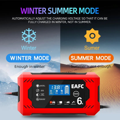 Auto Batterieladegerät 12V 6A intelligent Schnellladung Pulsreparatur Typ Vollauto-Stopp Dual-Modus Bleiakku für Motorrad Lkw