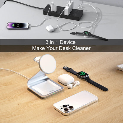 Bonola magnetisk 3 i 1 trådlös laddare för iPhone 17/16/15/13/14/12 30W trådlös laddningsstation för Apple Watch/AirPods Pro