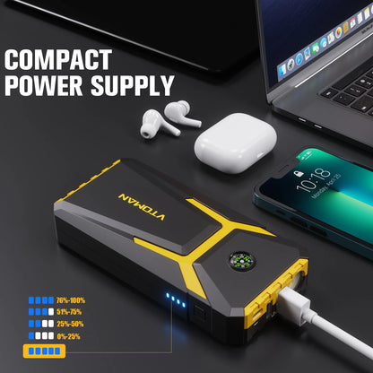 VTOMAN V6 Pro Auto Starthilfe Powerbank 2000A Batterieladegerät Notfall Booster Startgerät Jump Starter