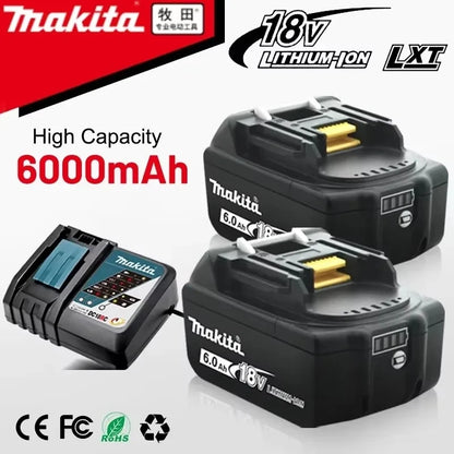 Batería de reemplazo de litio 100% original Makita 9Ah6Ah/5Ah para herramienta Makita 18V + cargador + taladro eléctrico