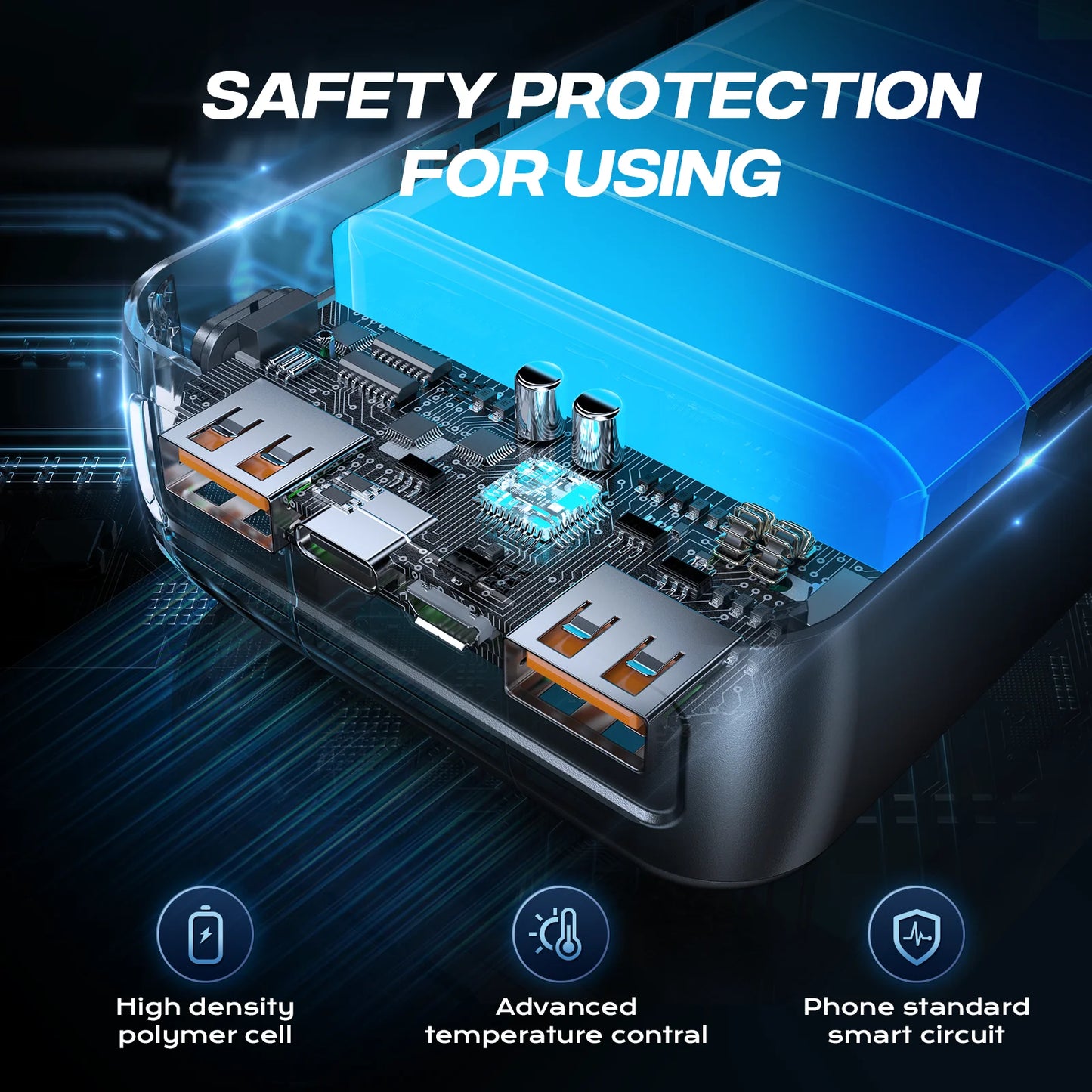 22.5W Powerbank 50000mAh QC PD3.0 Schnellladung tragbares Ladegerät externer Akku für iPad iPhone 17 Xiaomi