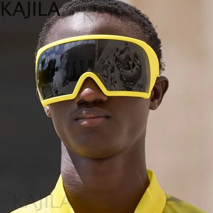 Gafas de sol punk oversize con escudo para mujer y hombre, montura grande 2025, marca de lujo, gafas de sol steampunk para damas, gafas deportivas UV400