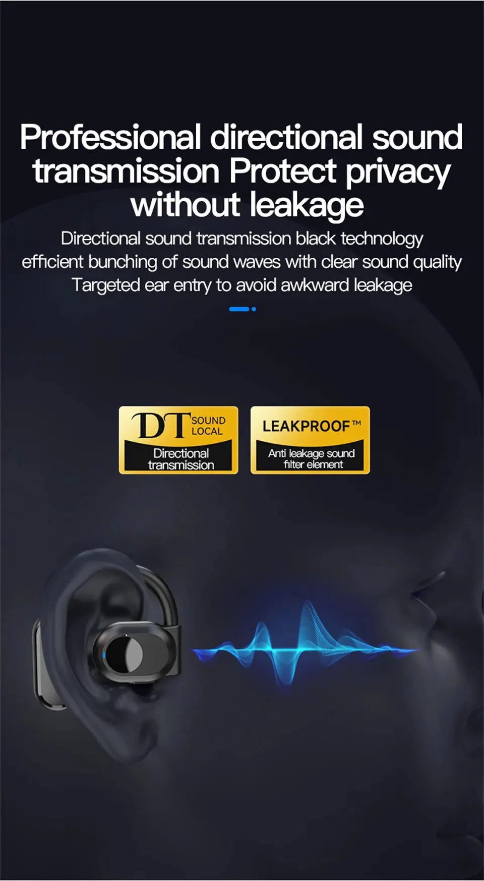 Kabellose Bluetooth-Kopfhörer mit Mikrofon, Knochenleitungs-Freisprech-Headset, geräuschunterdrückende Ohrhörer zum Fahren, Audifonos