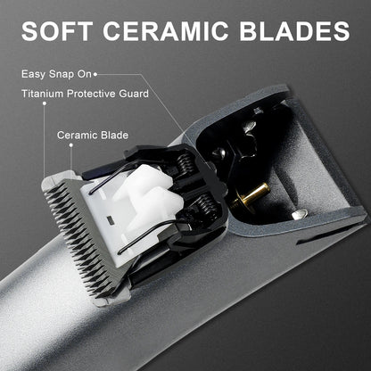 Recortadora eléctrica de vello púbico para hombre, recortadora corporal impermeable, cuchilla cerámica reemplazable