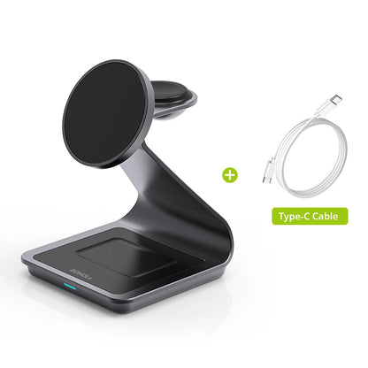 Bonola magnetisk 3 i 1 trådlös laddare för iPhone 17/16/15/13/14/12 30W trådlös laddningsstation för Apple Watch/AirPods Pro