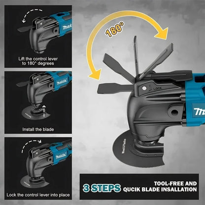 Kit original Makita DTM51 de herramienta múltiple inalámbrica con 6 hojas para lijado, corte, raspado y proyectos de renovación