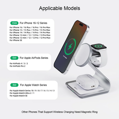 Bonola magnetisk 3 i 1 trådlös laddare för iPhone 17/16/15/13/14/12 30W trådlös laddningsstation för Apple Watch/AirPods Pro
