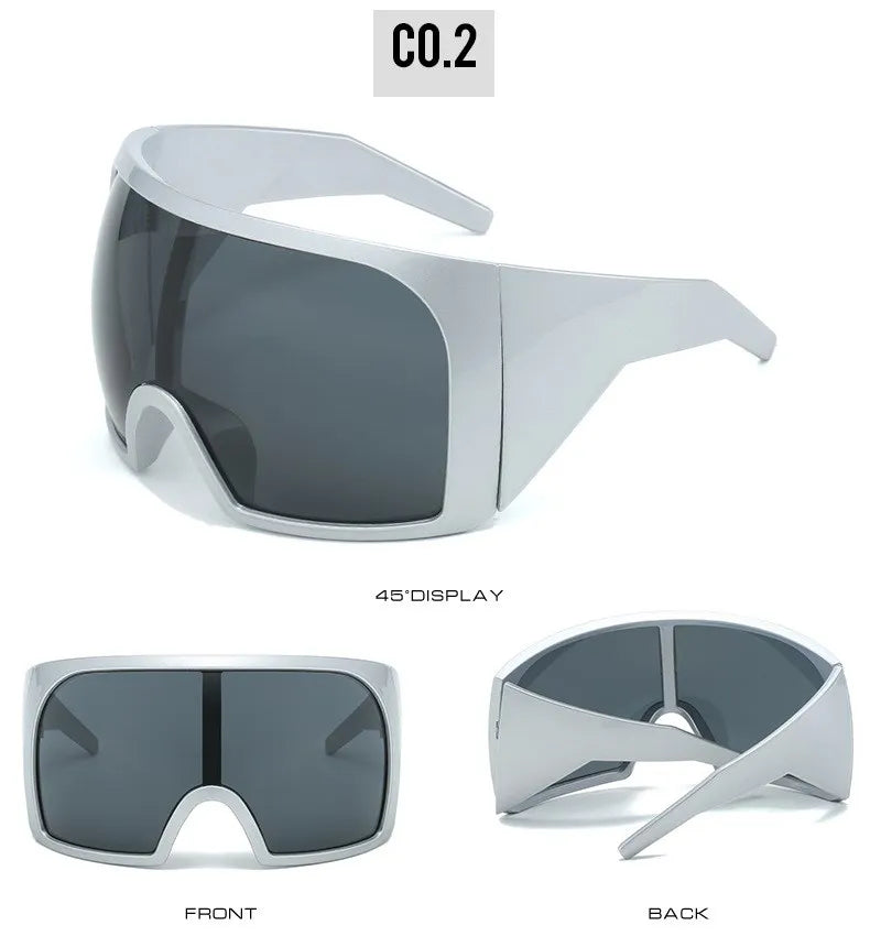 Gafas de sol punk oversize con escudo para mujer y hombre, montura grande 2025, marca de lujo, gafas de sol steampunk para damas, gafas deportivas UV400