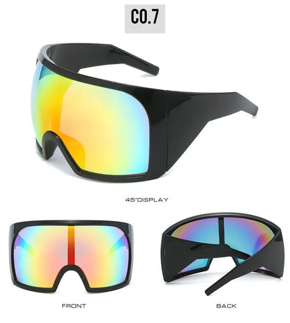 Gafas de sol punk oversize con escudo para mujer y hombre, montura grande 2025, marca de lujo, gafas de sol steampunk para damas, gafas deportivas UV400