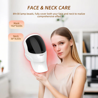 Máscara facial y de cuello LED de 7 colores recargable, máquina de belleza con luz fotónica LED, herramienta para lifting facial y cuidado de la piel
