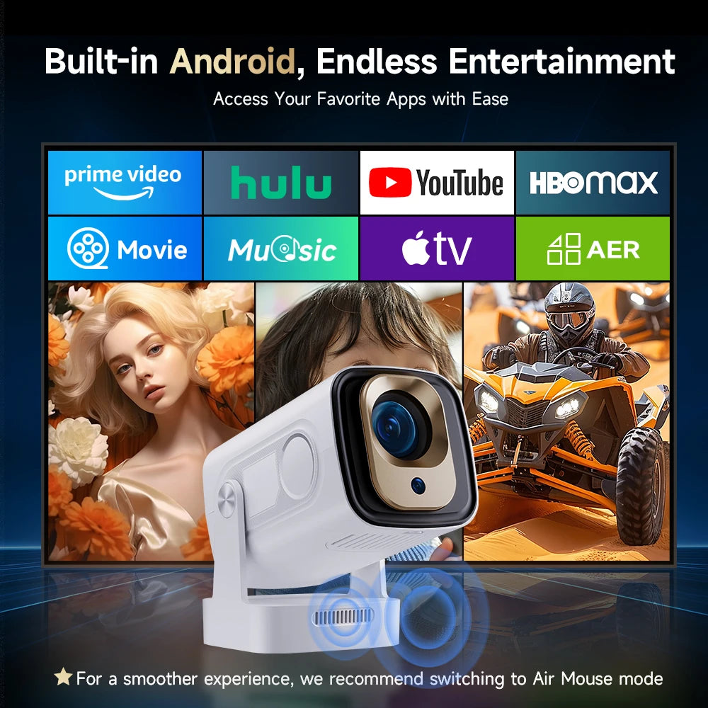 Proyector Magcubic HY310 Android 11 4K nativo 1080P enfoque automático 330ANSI nativo Doble Wifi BT5.4 ratón aéreo por voz para cine en casa y exteriores