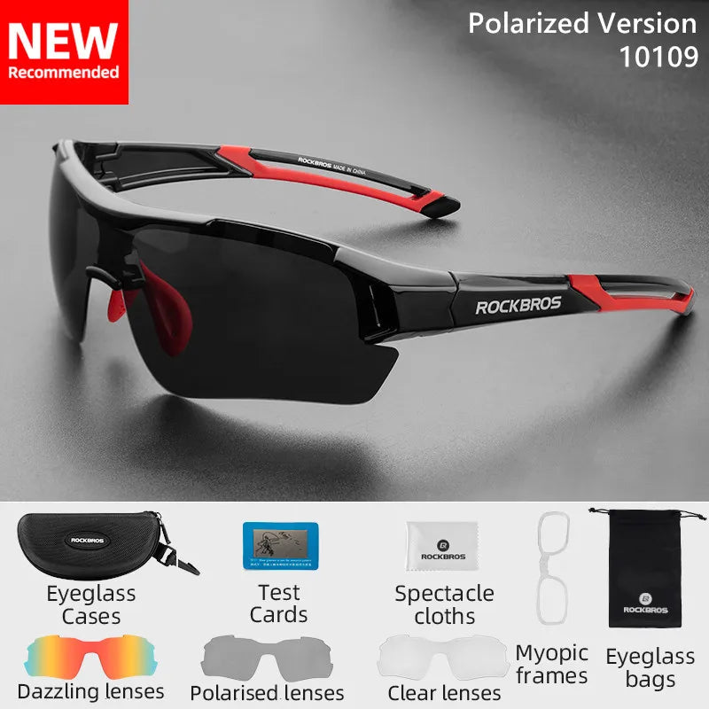 Gafas de ciclismo polarizadas ROCKBROS para hombre, gafas deportivas para carretera, MTB, bicicleta de montaña, protección ocular, 5 lentes
