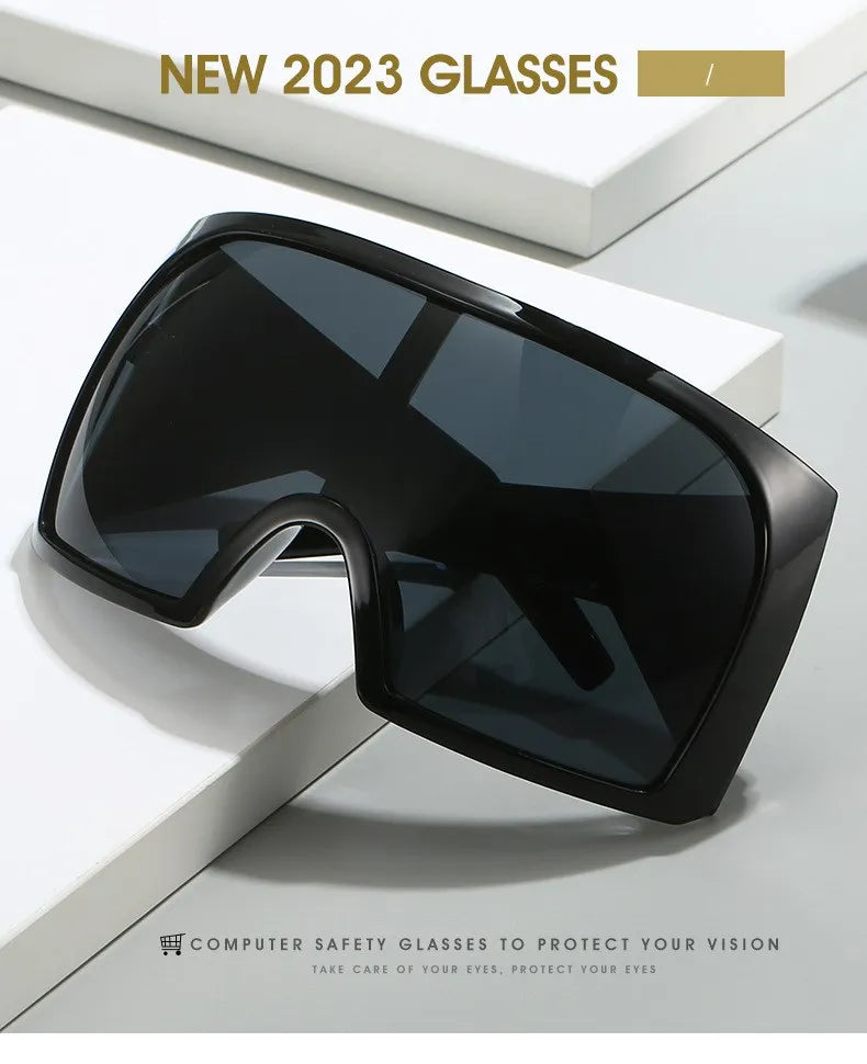 Gafas de sol punk oversize con escudo para mujer y hombre, montura grande 2025, marca de lujo, gafas de sol steampunk para damas, gafas deportivas UV400
