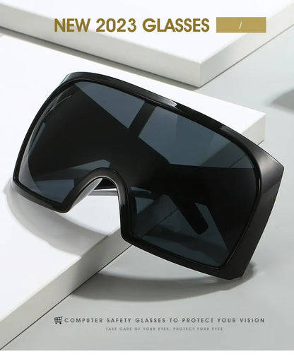 Gafas de sol punk oversize con escudo para mujer y hombre, montura grande 2025, marca de lujo, gafas de sol steampunk para damas, gafas deportivas UV400