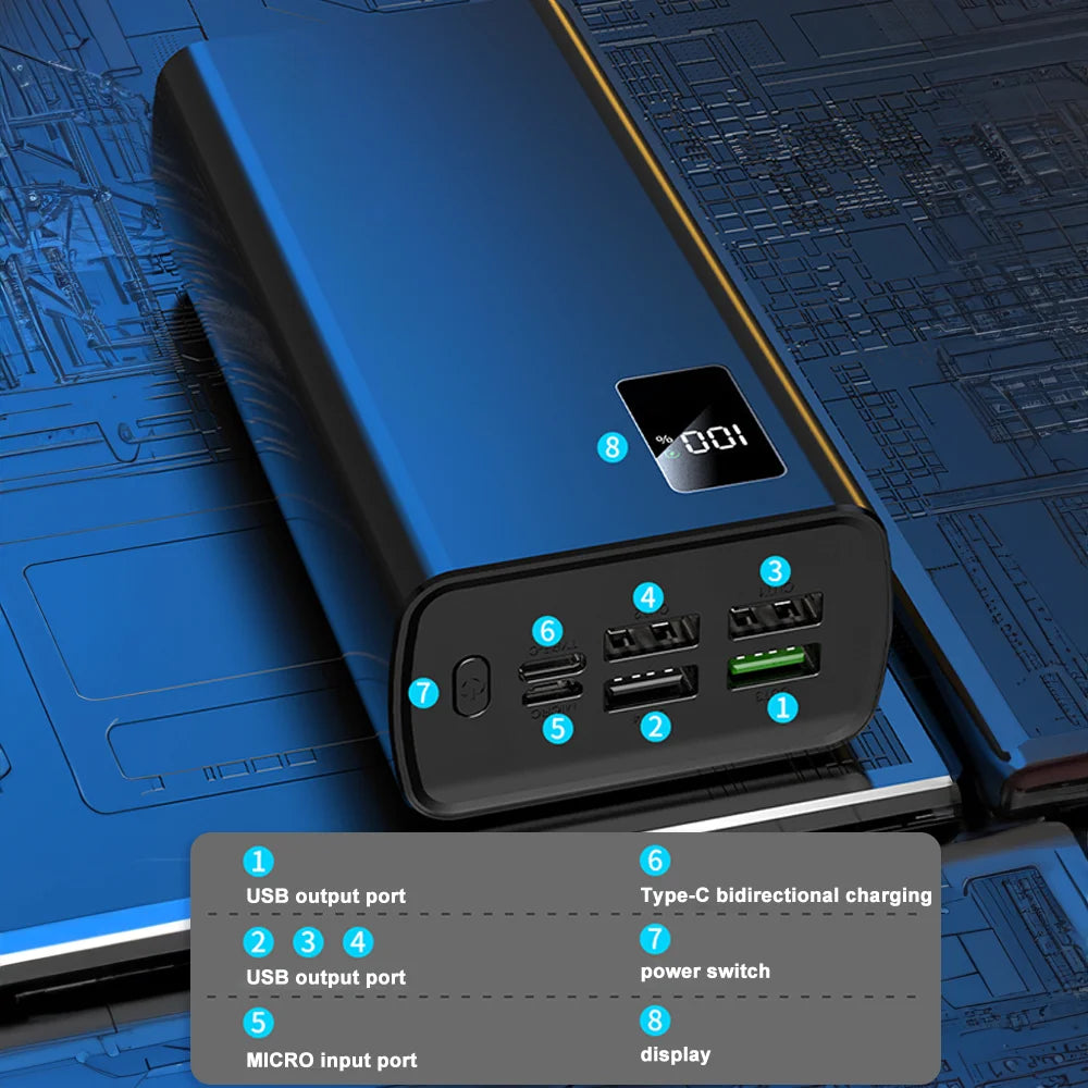 PowerBank Fast Charging 50000mAh LED Display 4USB Output Port For LAPTOP