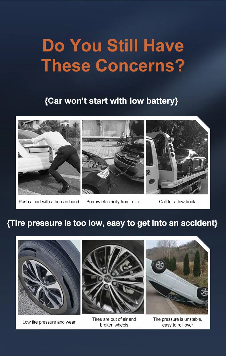 Neue 150PSI Luftpumpe Auto Starthilfe Batterie Booster 1200A Jump Starter Powerbank tragbares Starthilfegerät