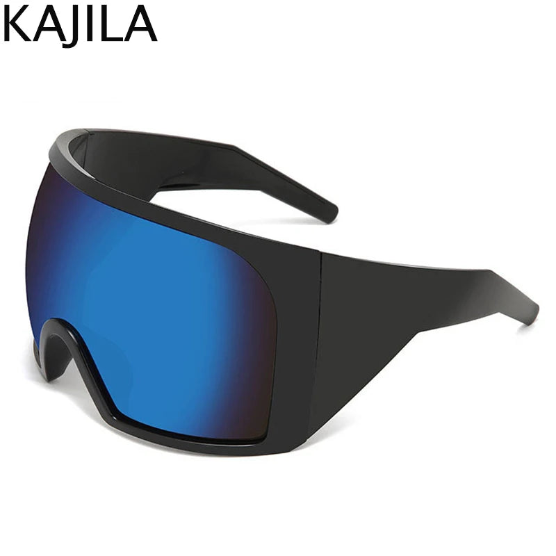 Gafas de sol punk oversize con escudo para mujer y hombre, montura grande 2025, marca de lujo, gafas de sol steampunk para damas, gafas deportivas UV400