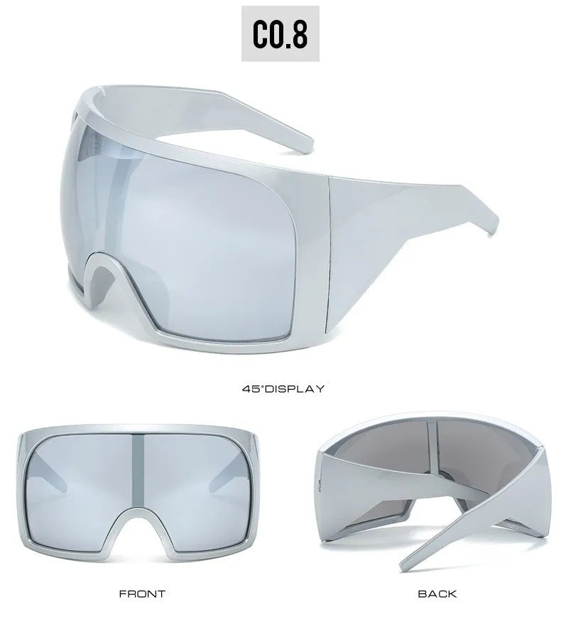 Gafas de sol punk oversize con escudo para mujer y hombre, montura grande 2025, marca de lujo, gafas de sol steampunk para damas, gafas deportivas UV400