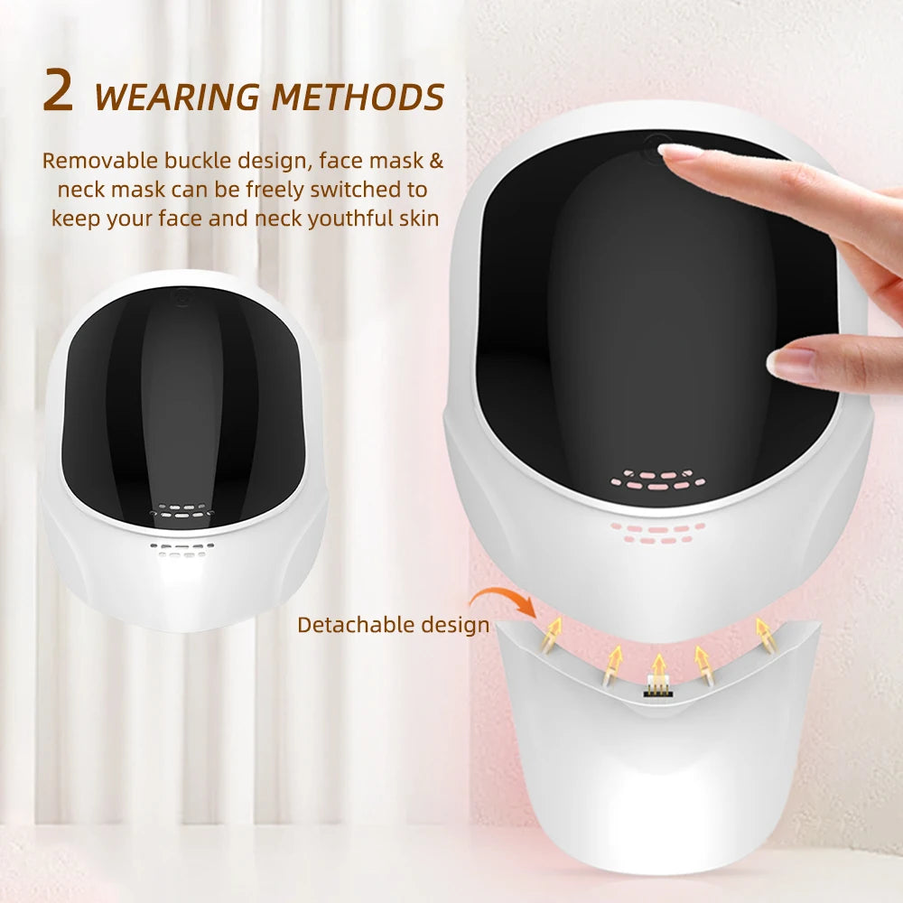 Máscara facial y de cuello LED de 7 colores recargable, máquina de belleza con luz fotónica LED, herramienta para lifting facial y cuidado de la piel