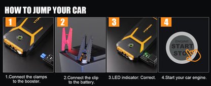 VTOMAN V6 Pro Auto Starthilfe Powerbank 2000A Batterieladegerät Notfall Booster Startgerät Jump Starter