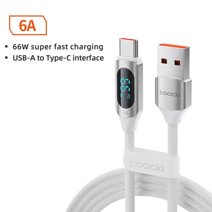 Cable USB Tipo C Toocki 66W Carga rápida Cargador USB A a USB C Cable de pantalla para iPhone 15 Xiaomi POCO F3 Realme Macbook iPad